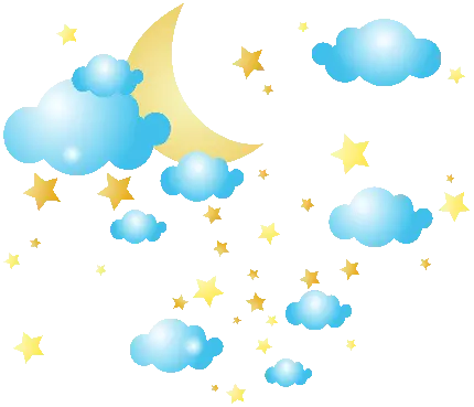 عکس نقاشی ابر ماه و ستاره برای چاپ با کیفیت بالا بدون پس زمینه PNG
