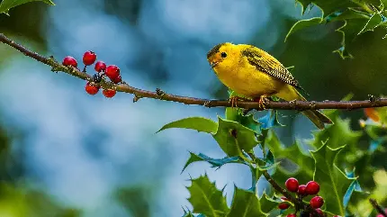 عکس پرنده کوچک و زیبا بر روی شاخه درخت