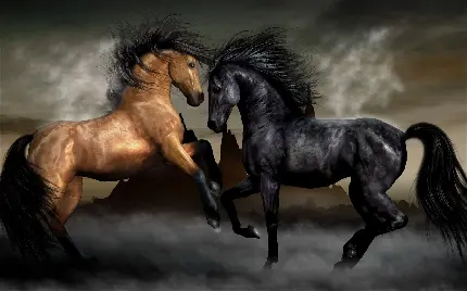 تصویر زمینه اسب با یال های پرپشت یکی از نژاد های اصیل و برتر