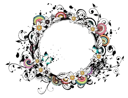 دانلود نقاشی دایره ای گلها و پروانه برای پروفایل بدون پس زمینه