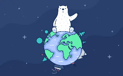 دانلود عکس خرس کارتونی کیوت روی کره زمین برای پروفایل
