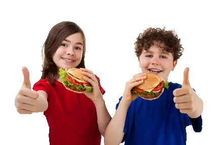 دانلود رایگان فایل png تبلیغات همبرگر با طرح بچه ها