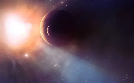 عکس زمینه رویایی تابش خورشید در کهکشان برای دسکتاپ