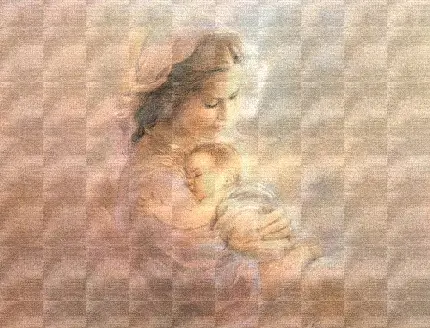عکس مادر و فرزند نقاشی شده برای پروفایل شبکه های اجتماعی