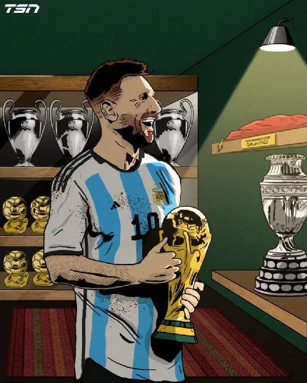 والپیپر از لیونل مسی برای تصویر زمینه گوشی با کاپ جام جهانی