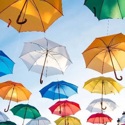 عکس آسمان چتری رنگارنگ در فصل بهار برای استوری