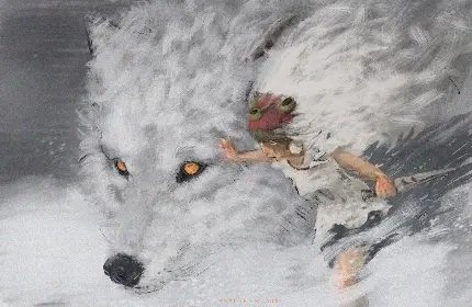 عکس فانتزی و نقاشی فوق العاده زیبا از گرگ سفید با کیفیت 4K