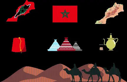 عکس نمادها و نقشه کشور مراکش با کیفیت عالی 
