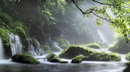 تصویر محبوب رودخانه در جنگل مناسب پست و استوری 