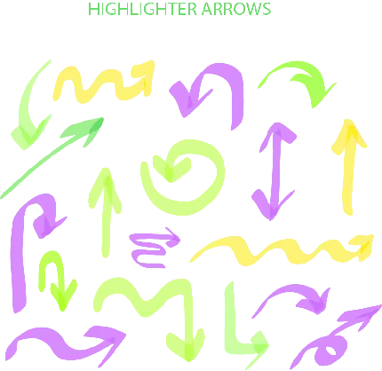 چاپ قاب موبایل و گوشی فلش و پیکان PNG Highlighter Arrows با طرح هایلایتر رنگی زیبا