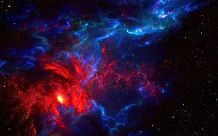 تصویر زمینه 8k منظومه شمسی آبی قرمز برای موبایل