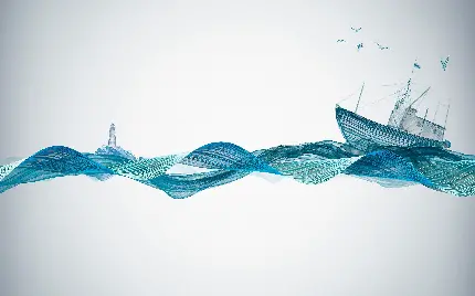 تصویر زمینه فانتزی خفن کشتی و امواج دریا برای کامپیوتر