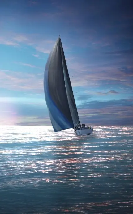 زمینه حیرت برانگیز قایق زیبا با بادبان مشکی روی دریا برای موبایل