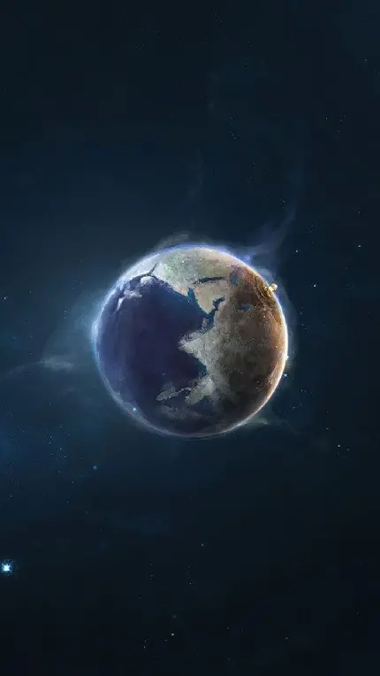 عکس گرافیکی کره زمین در فضای سیاه برای زمینه گوشی