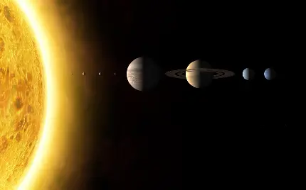 تصویر انتزاعی از Solar System با زمینه سیاه فضا