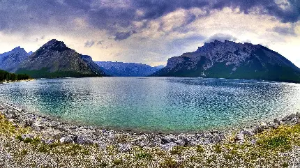 عکس طبیعت دریاچه زلال و آبی رنگ برای چاپ تابلو 2023