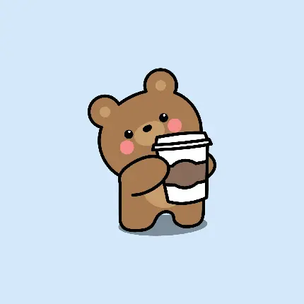 عکس پروفایل خرس کارتونی کیوت با یک لیوان نوشیدنی داغ