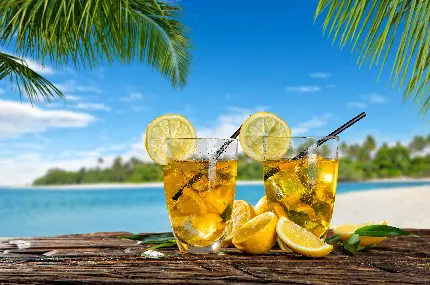 نوشیدنی خنک و استوایی لیمو با طعم دلپذیر در یک قاب 4K
