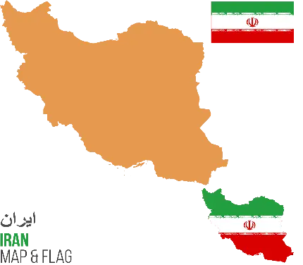 نقشه و پرچم کشور ایران کنار هم با زمینه خالی برای فتوشاپ