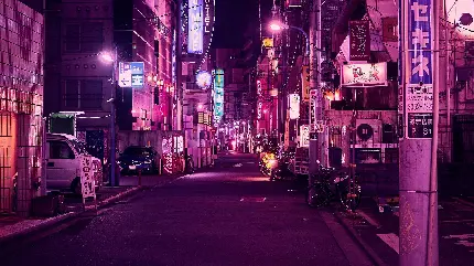 عکس زمینه خیابان خوشگل بنفش در ژاپن برای اینستاگرام