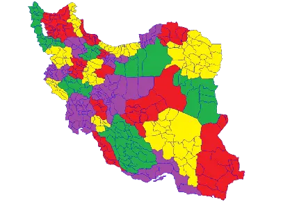 دانلود رایگان نقشه رنگی ایران با جداسازی استان و شهر