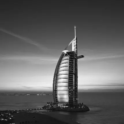 عکس هنری سیاه و سفید از برج العرب دبی با کیفیت اصلی