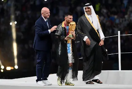 عکس لیونل مسی با لباس عربی در فینال جام جهانی 2022 قطر