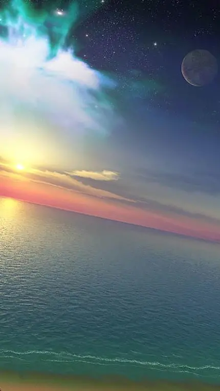 تصویر زمینه دریای بیکران و غروب آفتاب برای گوشی سامسونگ A13