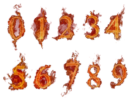 عکس عدد های آتشی و png 1 تا 9