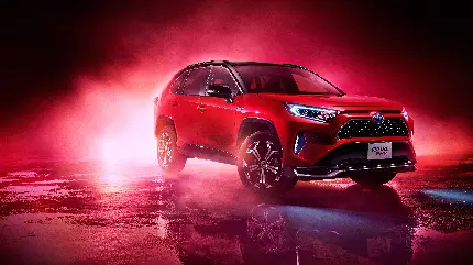 عکس تویوتا RAV4 PHV 2022 با رنگ قرمز انفجاری پرانرژی