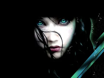 عکس پروفایل مفهومی دختر چشم آبی با زمینه تاریک 1401