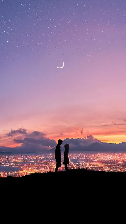 زیباترین عکس تنهایی عاشقانه در ارتفاعات شهر درخشان و نورانی