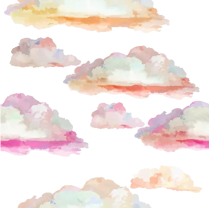 نقاشی ابر های صورتی با آبرنگ PNG