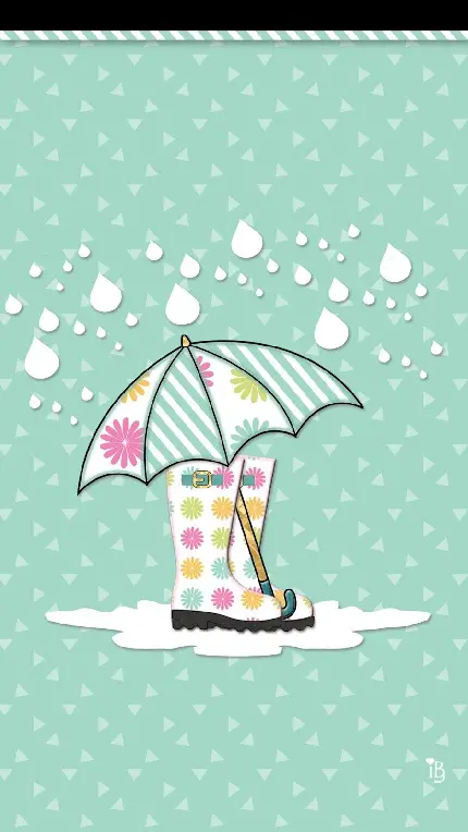 بک گراند دخترانه چتر و چکمه زیر باران برای سامسونگ