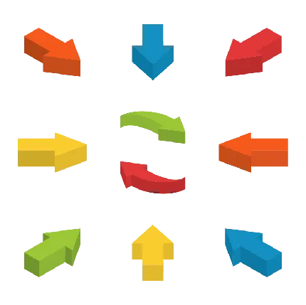 چاپ قاب موبایل و گوشی فلش با رنگ ها و جهت های مختلف PNG Arrow Graphics