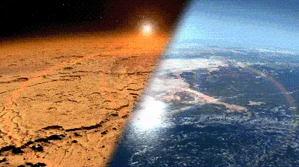 مقایسه سطح بدون آب مریخ با کره زمین در یک نمای جالب