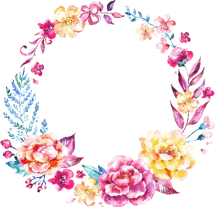 عکس دایره تو خالی برای ادیت با طرح گلهای بهاری
