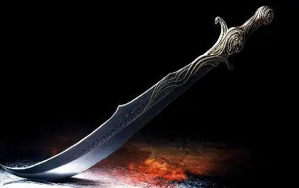 دانلود عکس شمشیر ایرانی با دسته نقره ای طراحی شده هنری