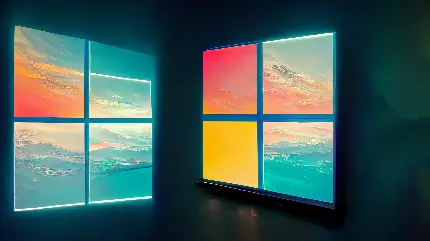 تصویر زمینه تولید شده توسط AI هوش مصنوعی با طرح پنجره های ویندوز