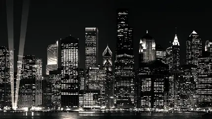 عکس شهر بزرگ با فیلتر سیاه و سفید