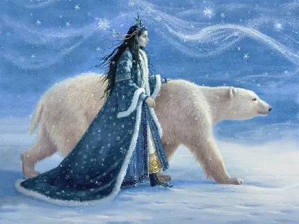 عکس گرافیکی شاهکار از ملکه برفی و خرس قطبی HD 