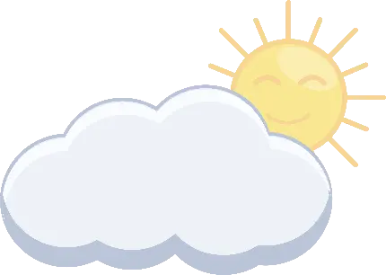 تصویر نقاشی ابر و خورشید در کنار هم PNG