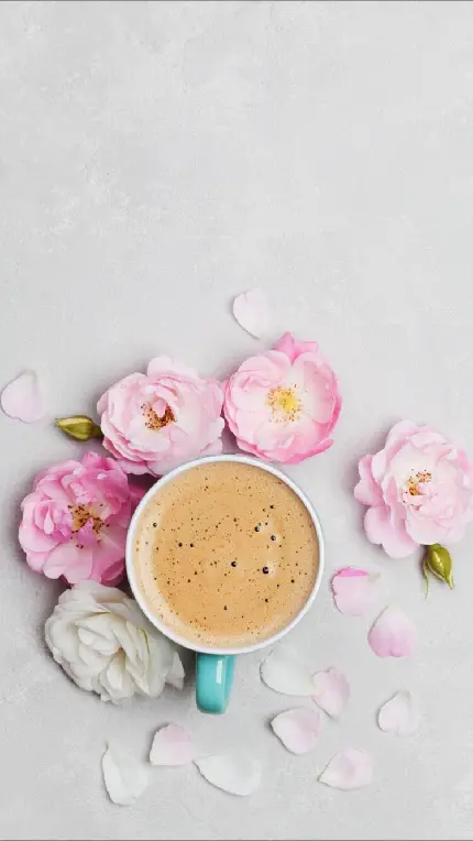 زیباترین Background دخترانه آیفون از فنجان قهوه و گل