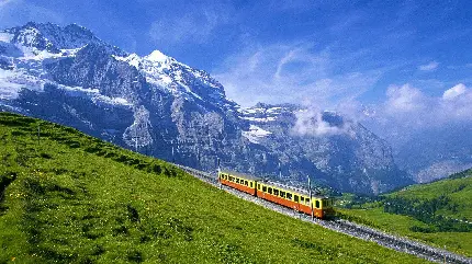عکس راه آهن در کوه های آلپ سوئیس