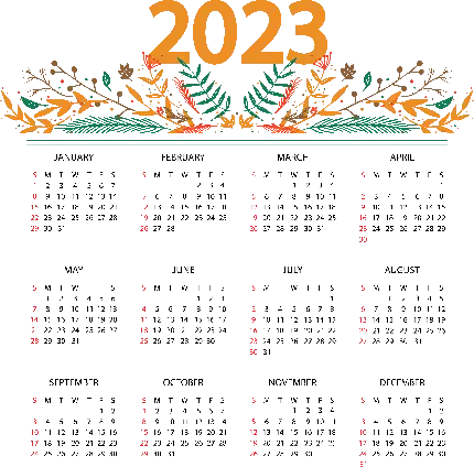 عکس تقویم سال 2023 میلادی ساده PNG