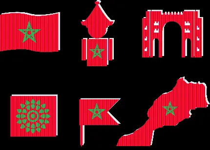 PNG بدون زمینه از پرچم مراکش به شکل های مختلف