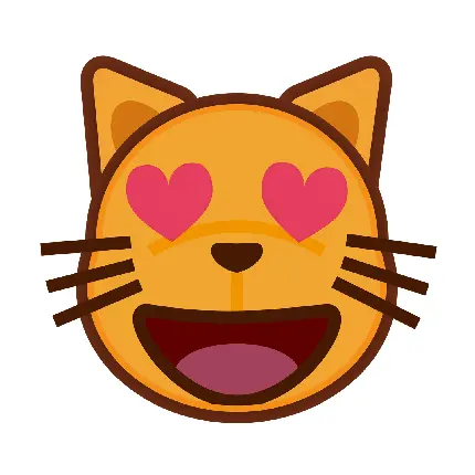 ایموجی گربه خیلی خوشحال و چشمانی قلبی با فرمت PNG