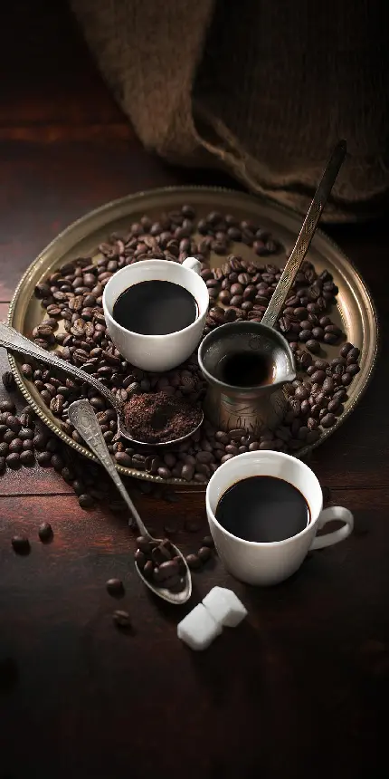 والپیپر عکس قهوه و ماگ قهوه برای تم گوشی موبایل