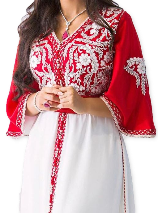 عکس لباس محلی زنان در مراکش به رنگ قرمز و سفید