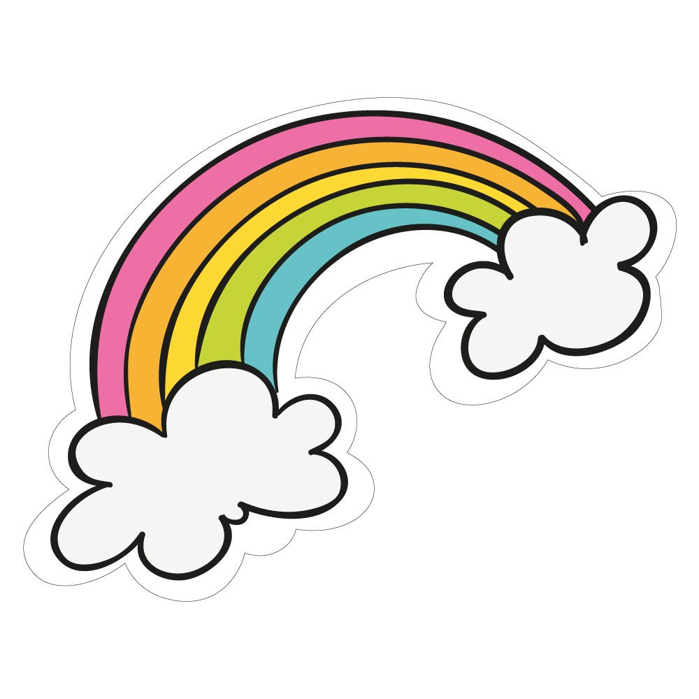 نقاشی رنگین کمان با ابر برای کودکان